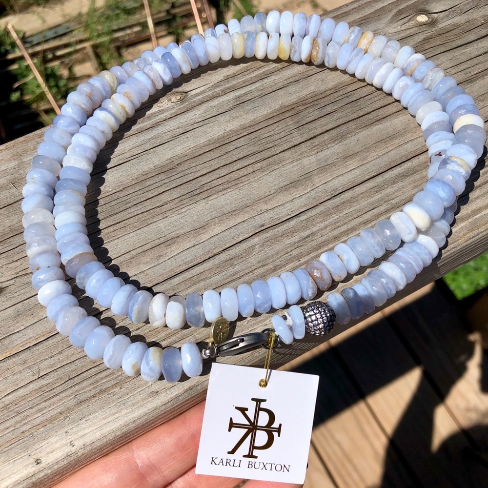 Karli Buxton 38” blue lace agate necklace
